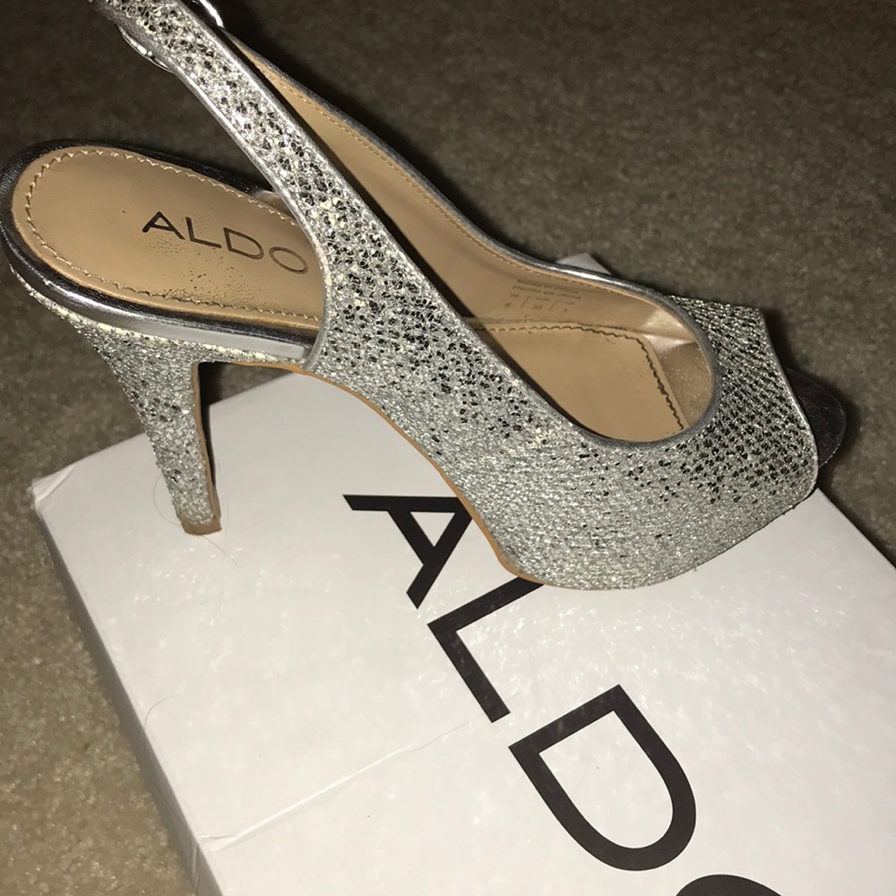 Silver aldo heels